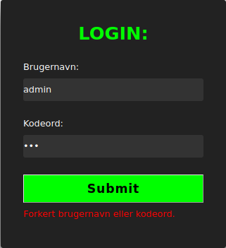 Admin login
