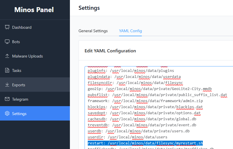 Changing the restart config YAML value